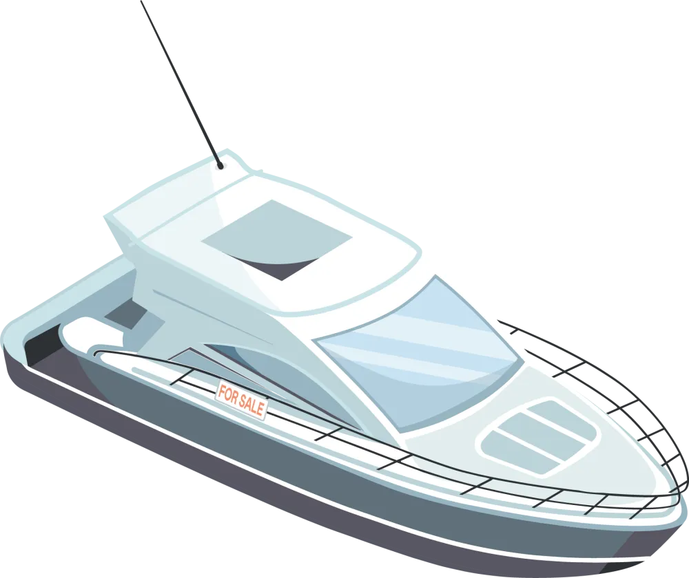 Illustration of a yacht with a 